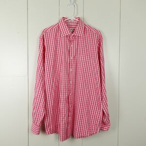 Peter Millar Seaside Finish Long Sleeve Button Up Checked Shirt Mens SZ XL Pink